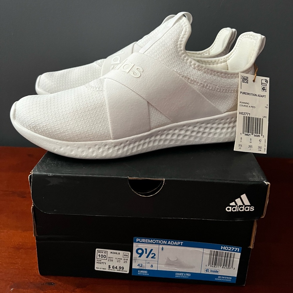 NEW Adidas Puremotion Adapt Running Shoe White Sz 9.5 Brand New In Box With Tags